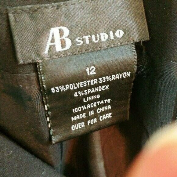 AB Studios Black Skirt Buttons Pleated Back Hem Size 12 - Picture 5 of 5